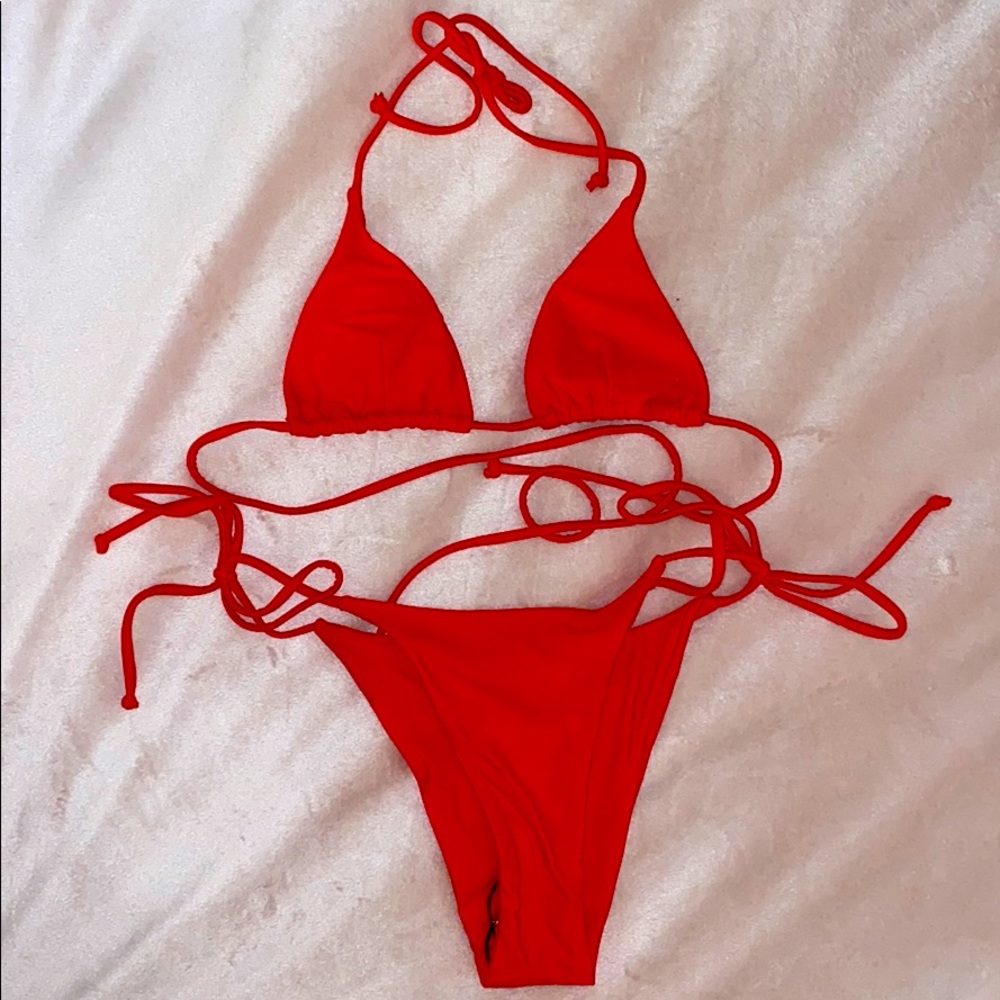 Red Two Piece String Bikini